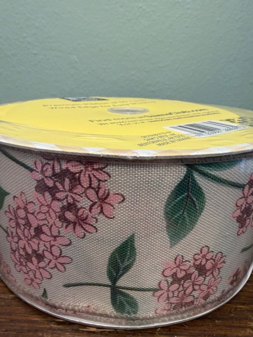 New Floral Pink/Lilac Hydrangeas Wired Ribbon 50 Yards
